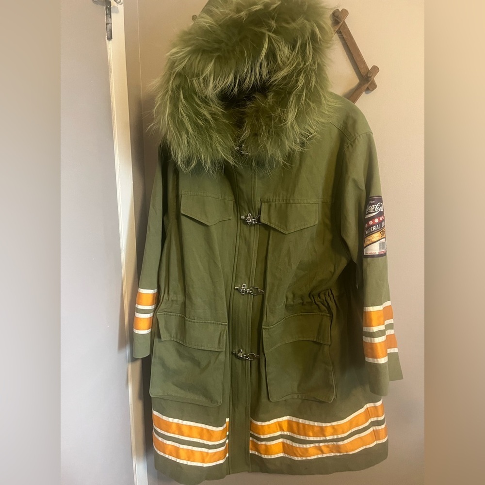 Coca Cola x Material Girl Green Firefighter Parka L
